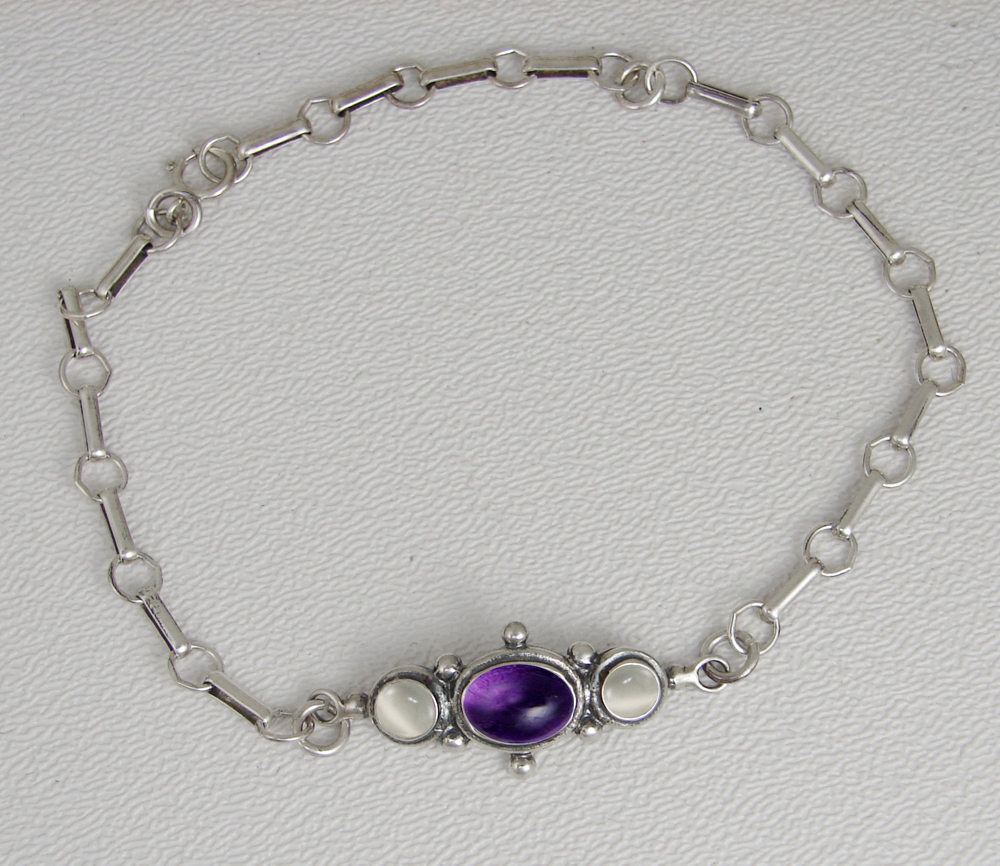 Sterling Silver Victorian Bracelet With Amethyst And White Moonstone